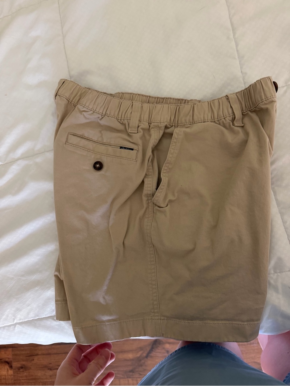 chubbies Tan Elastic Waist Flat Front Shorts